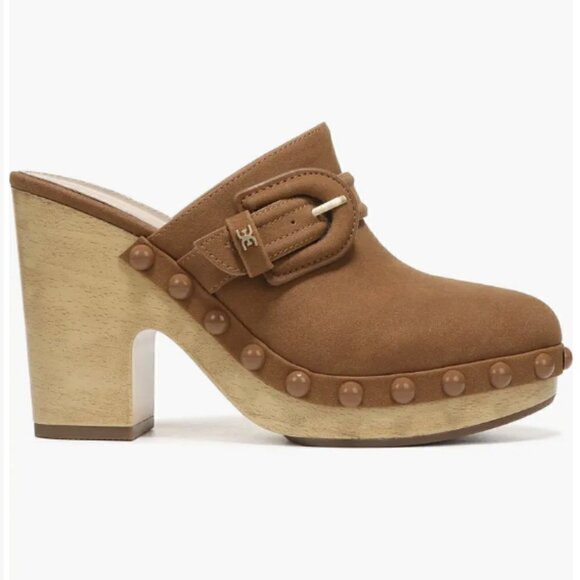 Sam Edelman Shoes - Sam Edelman Women's Nyla Tan Khaki Studded Buckled Clogs - Size 8